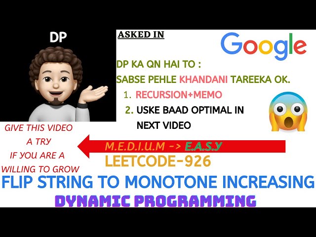 Flip String to Monotone Increasing - (GOOGLE) | Recursion+Memo | Explanation ➕ Live Coding