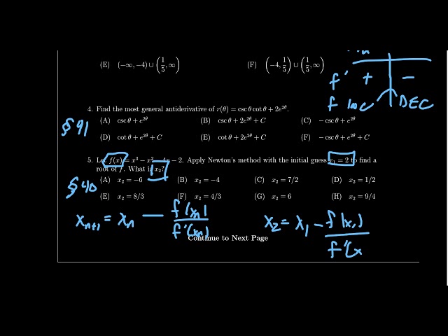 Math 1210 - Exam 4 Review