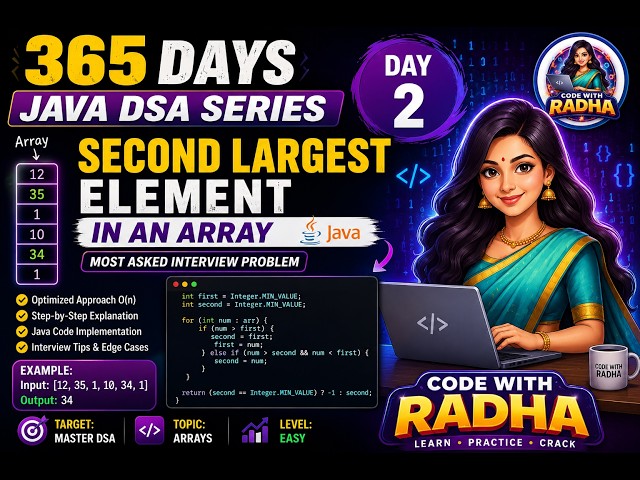 Second Largest Element in Array | Java DSA Day 2 | Easy Interview Question