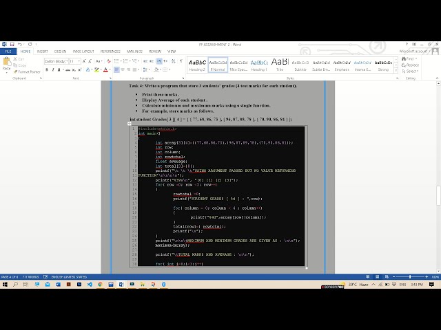 how to make a programing Assignment in word| coding| programing||code snippet|2021