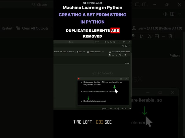 S1 EP16 Lab 3   Machine Learning in Python   Creating a Set from String   in Python