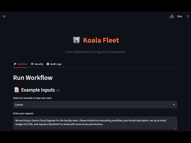 Koala Fleet - Cross-Department AI Agent Orchestration Platform