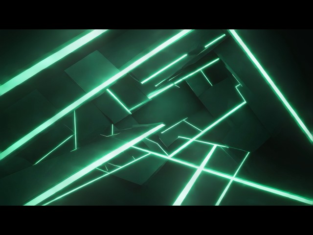 Abstract Green Neon Lines Background Video 4K - Geometric Light Structure Loop