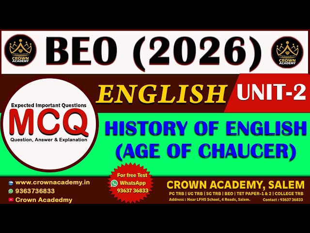 BEO 2026 - UNIT II - HISTORY OF ENGLISH (AGE OF CHAUCER) - MCQ Discussion