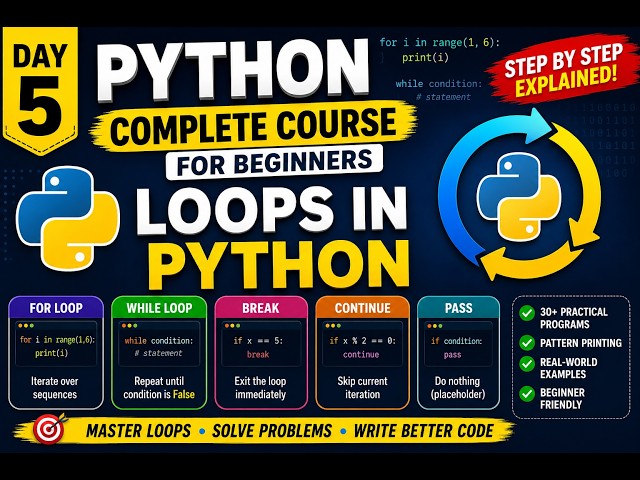 Python Tutorial for Beginners | Day 5 | Loops in Python
