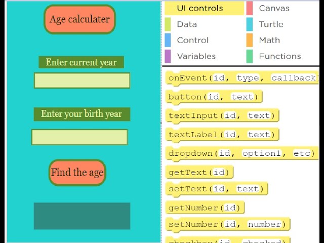 Age Calculator on Code.org App lab