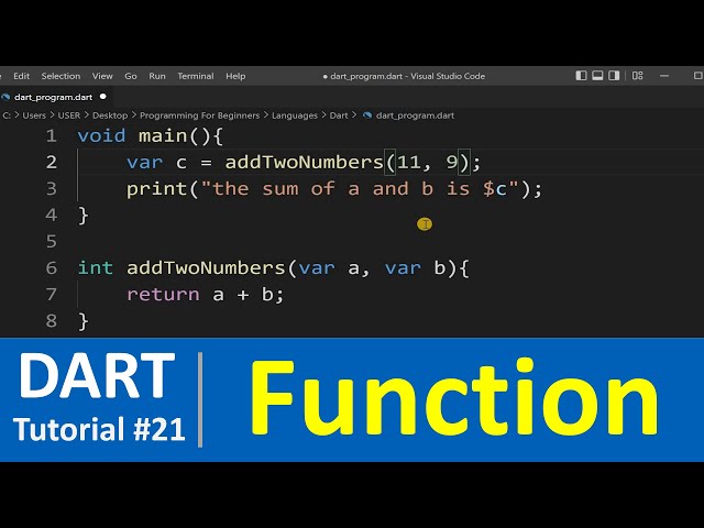 Dart Tutorial #21 - Functions in Dart Programming