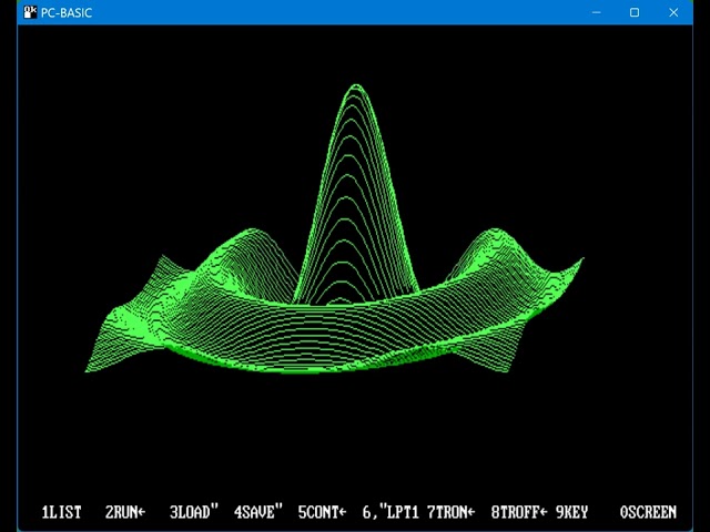 3D Surface plot with hidden lines removal for PC-BASIC (GW BASIC)