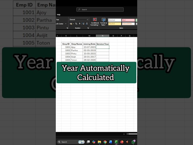 Years Automatically Calculated #excel