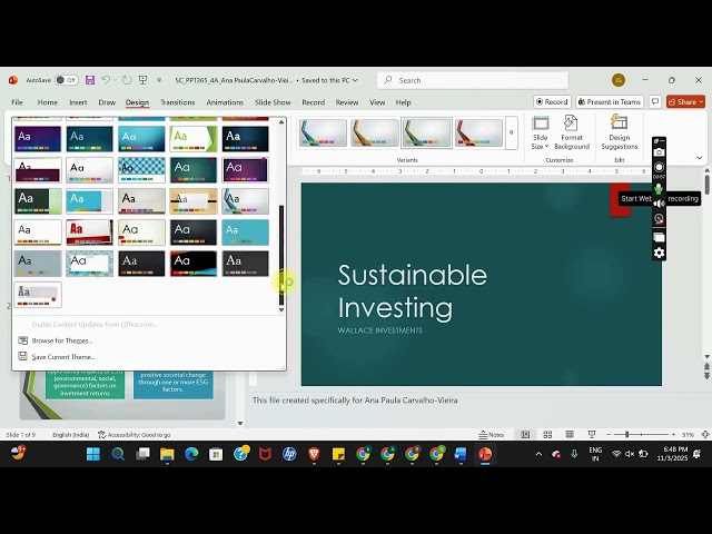 Shelly Cashman PowerPoint 365 | Module 4: SAM Project A Wallace Investments