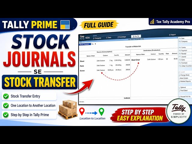 Tally Prime Stock Journal | Stock Transfer Entry | One Location to Another | Full Guide