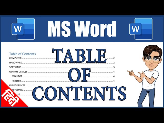 How To Make A Table Of Contents in Word | Table of contents in ms word