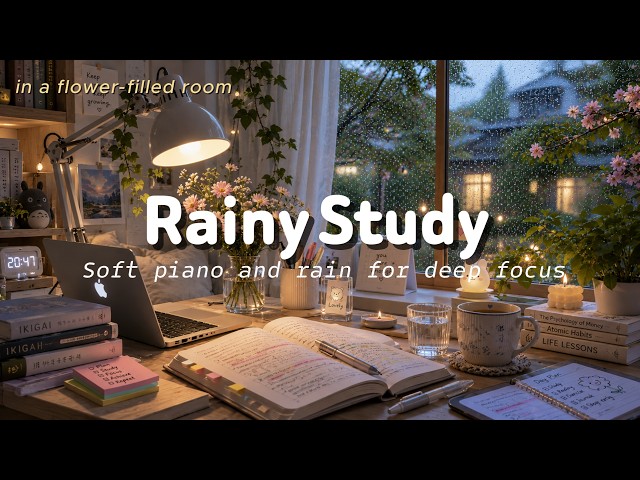 📝 1 HOUR OF FOCUS |🌧️ Calm Piano & Rain Sounds for Studying, Deep Focus, Reading & Learning