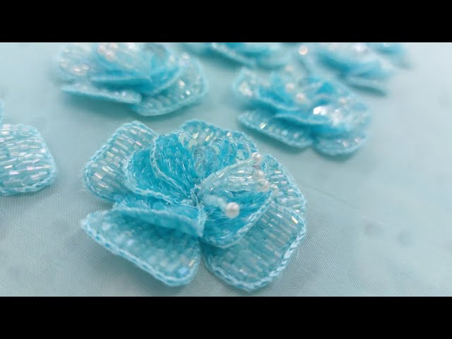 Make A Simple Aari Embroidery 3D Flower With Organza Fabric |aari work 3D Flower patch Tutorial