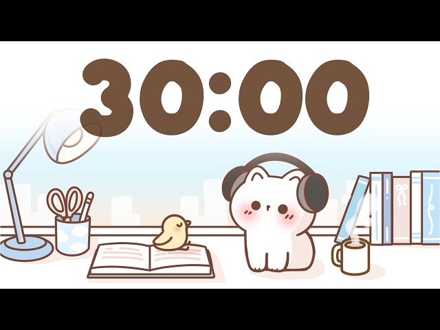 30 Minute Timer 🐱 Study Timer for Classroom Focus