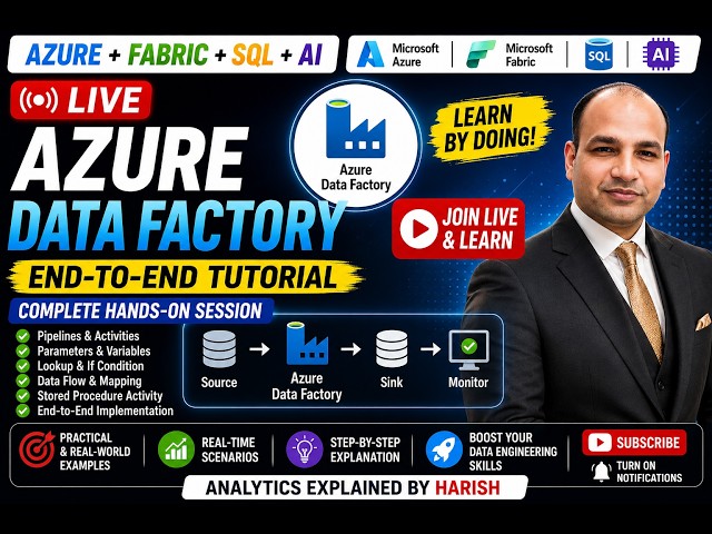 🔴 LIVE: Azure Data Factory End-to-End Tutorial