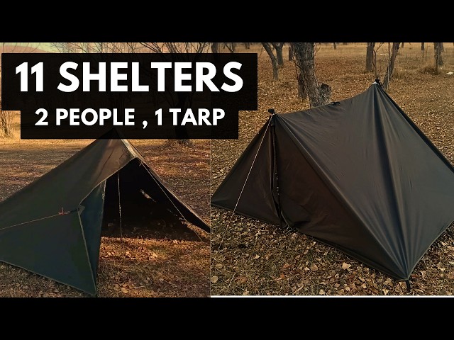 11 Tarp shelter setups for 2 people and Gears _ Easy, Fast, Storm-proof