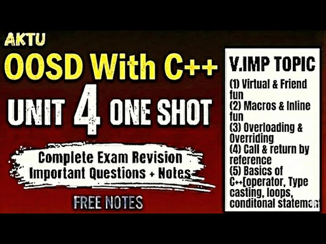 🔥C++ Unit 4 One Shot | C++ Basics & Functions | AKTU Exam ,@Hindimediumengineering 