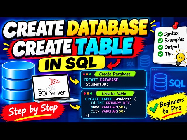 Create Database In SQL & Create Table in Hindi