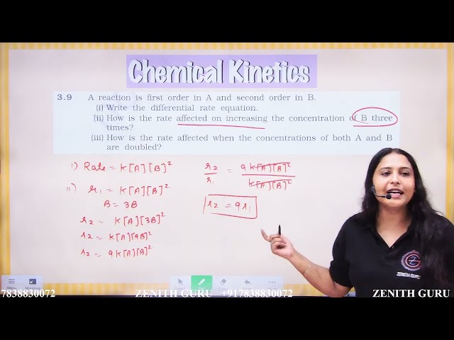 A reaction is first order in A and second order in B.(i) Write the differential rate equ | Q 3.9