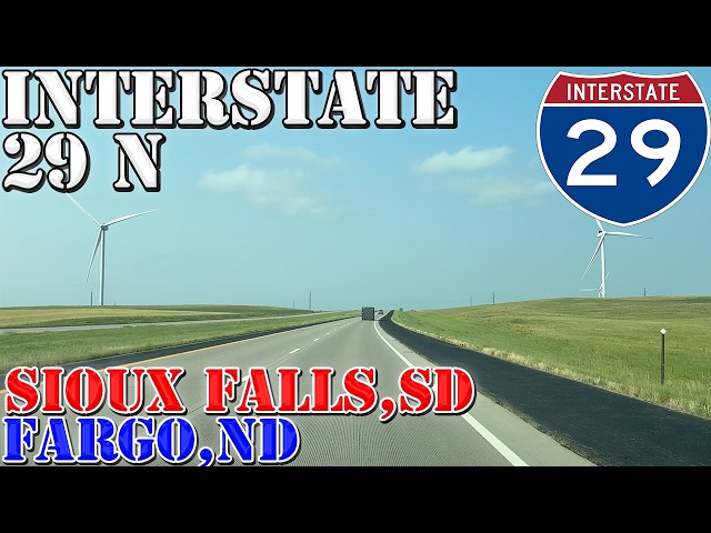 I-29 North - Downtown Sioux Falls SD to Downtown Fargo ND - 4K Highway Drive