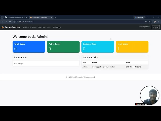 SecureTracker (CS50 Final Project) – Shenol Fernando