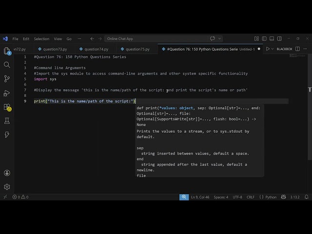 (76) Python: Command Line Arguments Program |150 Python Questions
