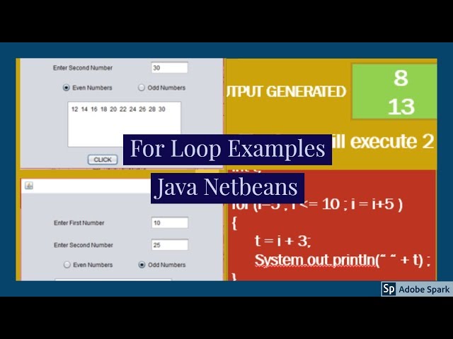 FOR LOOP EXAMPLES: Java Net Beans