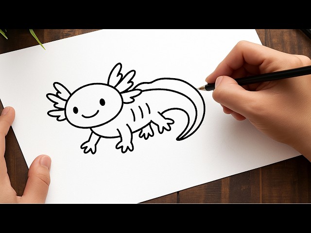 How to Draw a Axolotl 🦎 | Easy Step-by-Step Axolotl Drawing Tutorial for Beginners