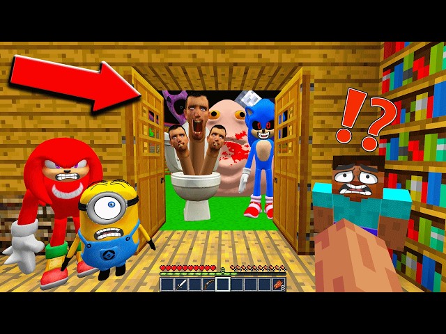DON'T OPEN THE DOOR! Sonic.exe and Skibidi Toilet VS Minions IN MINECRAFT!