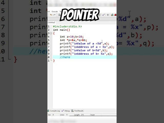 Pointer in c | pointer program 1 | #pointer#clanguage #coding #shorts