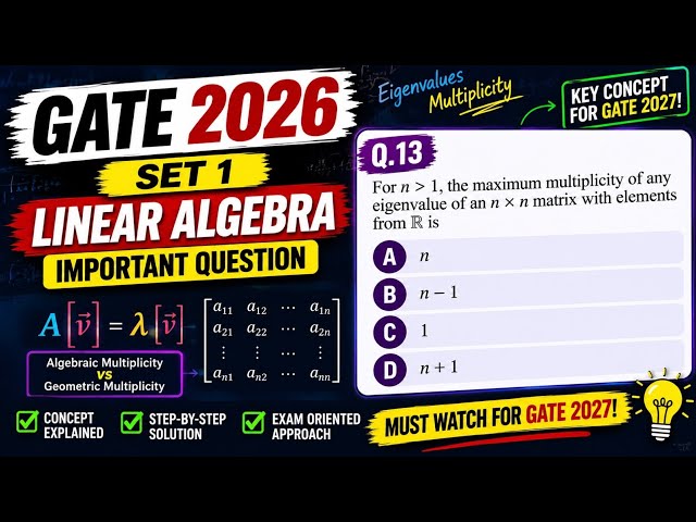 GATE CS 2026 Set 1 | Eigenvalue Multiplicity | Linear Algebra PYQ | GATE 2027