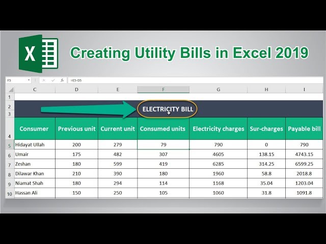 Creating Utility Bill in Microsoft Excel 2019 || How to Create a Utility Bill in Ms Excel