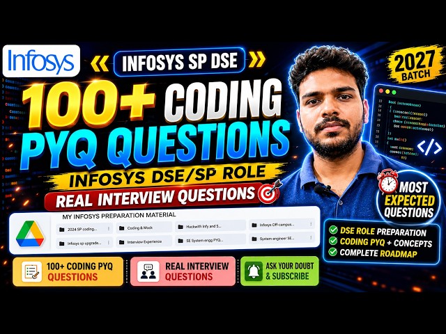 Infosys SP/DSE Hiring 2027 | Infosys Coding Questions Solutions | Infosys Previous Year Coding Qs