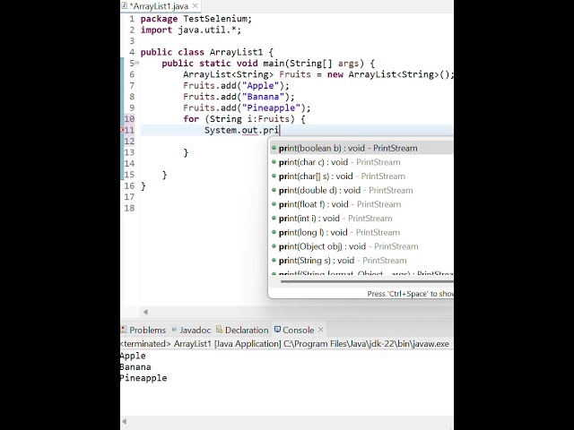 Java foreach ArrayList  #shorts #javaarraylist