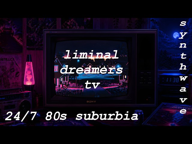 🔴 24/7 80s vaporwave suburbia city night | liminal dreamers tv 📺 | synthwave music ambiance 🎶✨