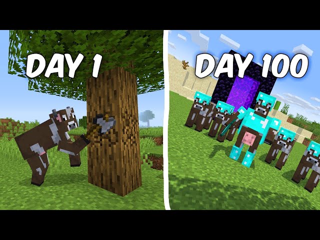 SURVIVED FOR 100 DAYS IN MINECRAFT BUT BECAME A COW