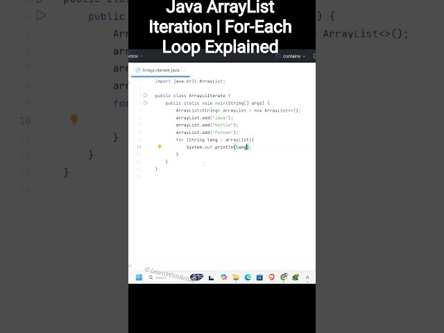 Java ArrayList Iteration | For-Each Loop Explained#javaprogramming #learnwithrehan #foreachloop