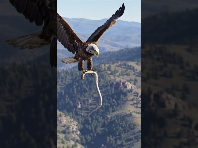 Sky King's Meal! 🦅 Eagle Flies High with a Snake 🐍 9:16-6010 #BaldEagles #Hunting #Snake #Shorts