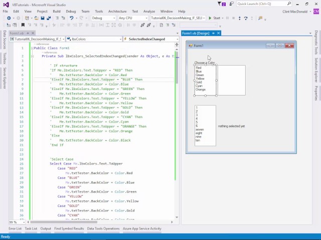 Visual Basic Tutorial 6 - Decision making using IF and SELECT CASE structures