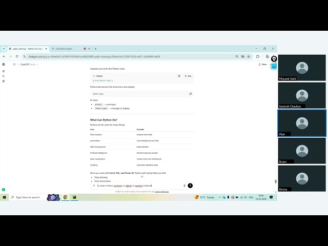 Data Analytics /Data Science Course 10 am Batch Python Training : Session 1