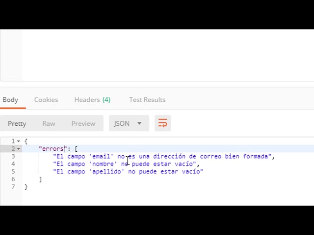 Probando validación API REST en POSTMAN
