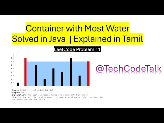 LeetCode 11: Container With Most Water | 2 Pointer Trick Explained in Java🔥|In Tamil