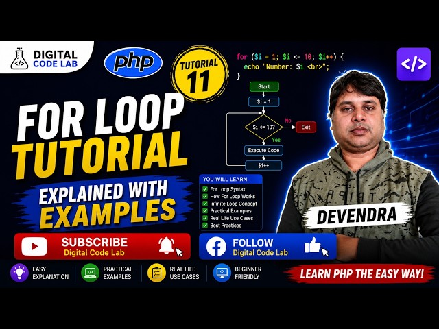 🔥 PHP For Loop Explained | PHP Tutorial #11 | Learn PHP Programming for Beginners