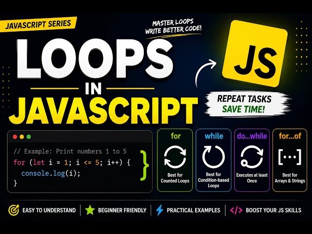 Loops in JavaScript Explained 🔥 | for Loop, while Loop, do while & for of Loop