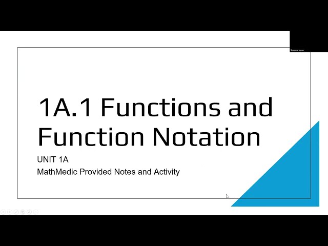 1A.1 FUNCTION NOTATION