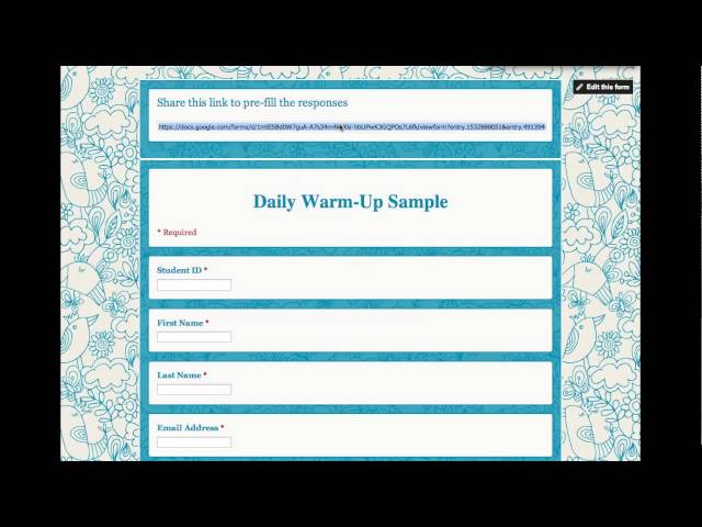 Google Forms: Pre-Fill a URL