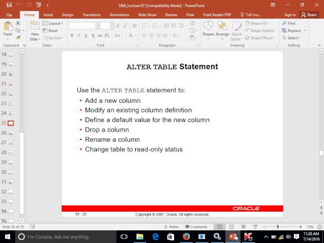 Alter Table Statements