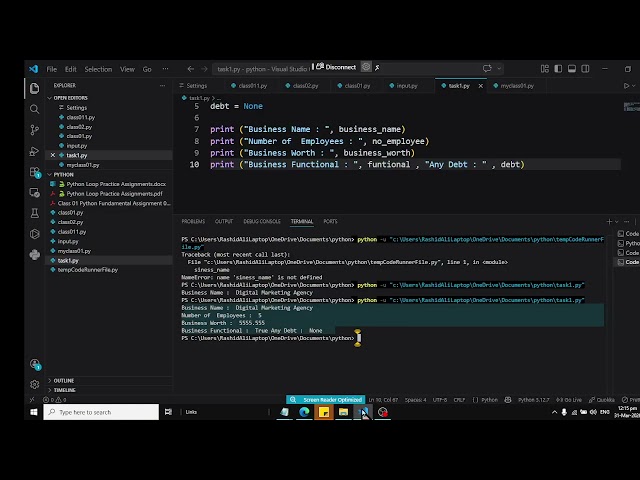 Python Class 02 All Tasks Solved