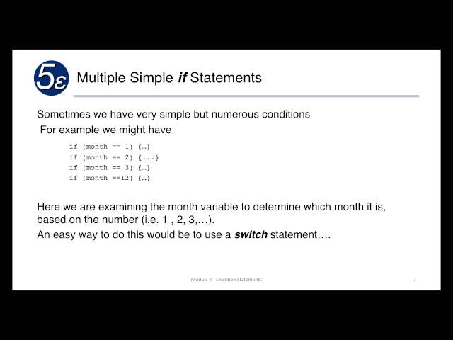 Introduction to Java - Module 4 Selection Statements